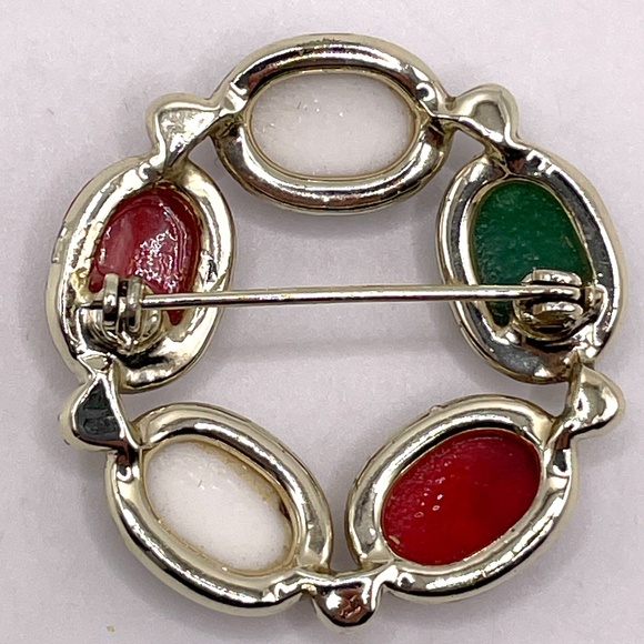 Millifiori Style Glass Cabochon Circle Pin Brooch - Picture 8 of 9